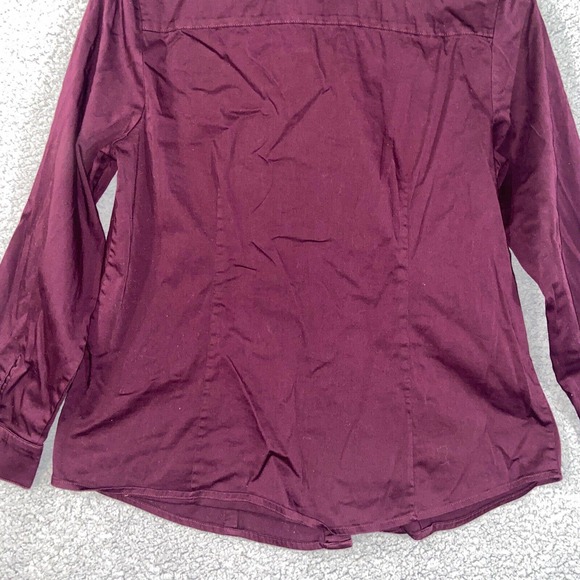Chico's Button Up Top Womens 1 Burgundy Casual Collared Long Sleeve Cutout - Picture 10 of 11